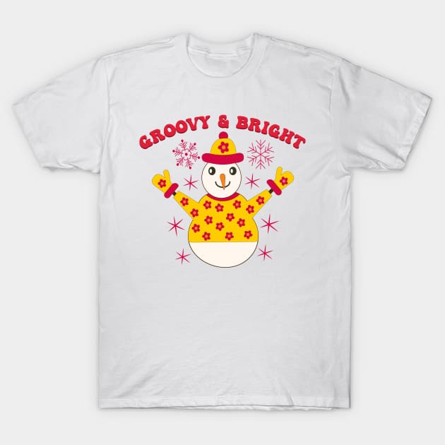 Groovy And Bright Christmas Snowman T-Shirt by yasminepatterns